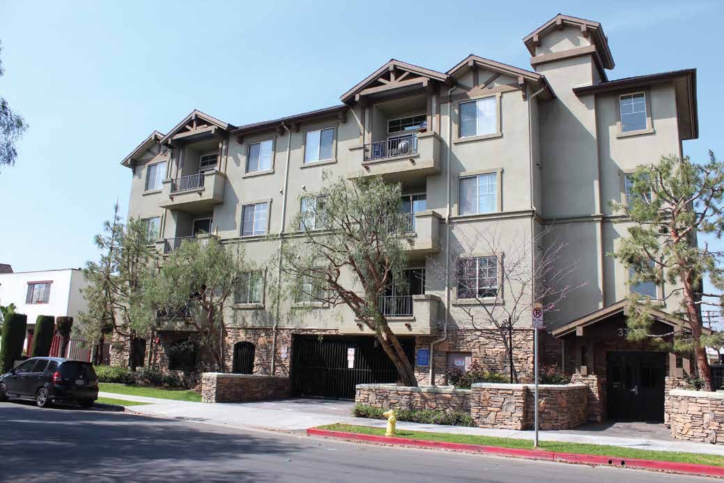 Apartment building exterior before renovation